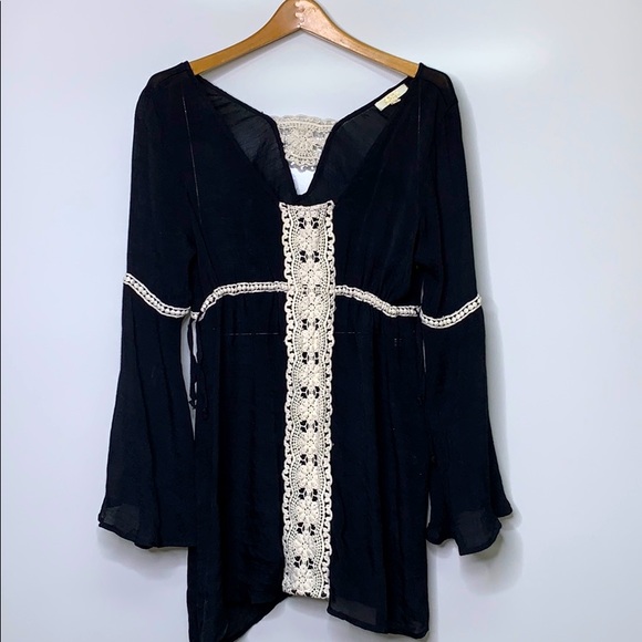 Dani Collection Other - DANI COLLECTION Black Crochet Detail Swim Cover Up